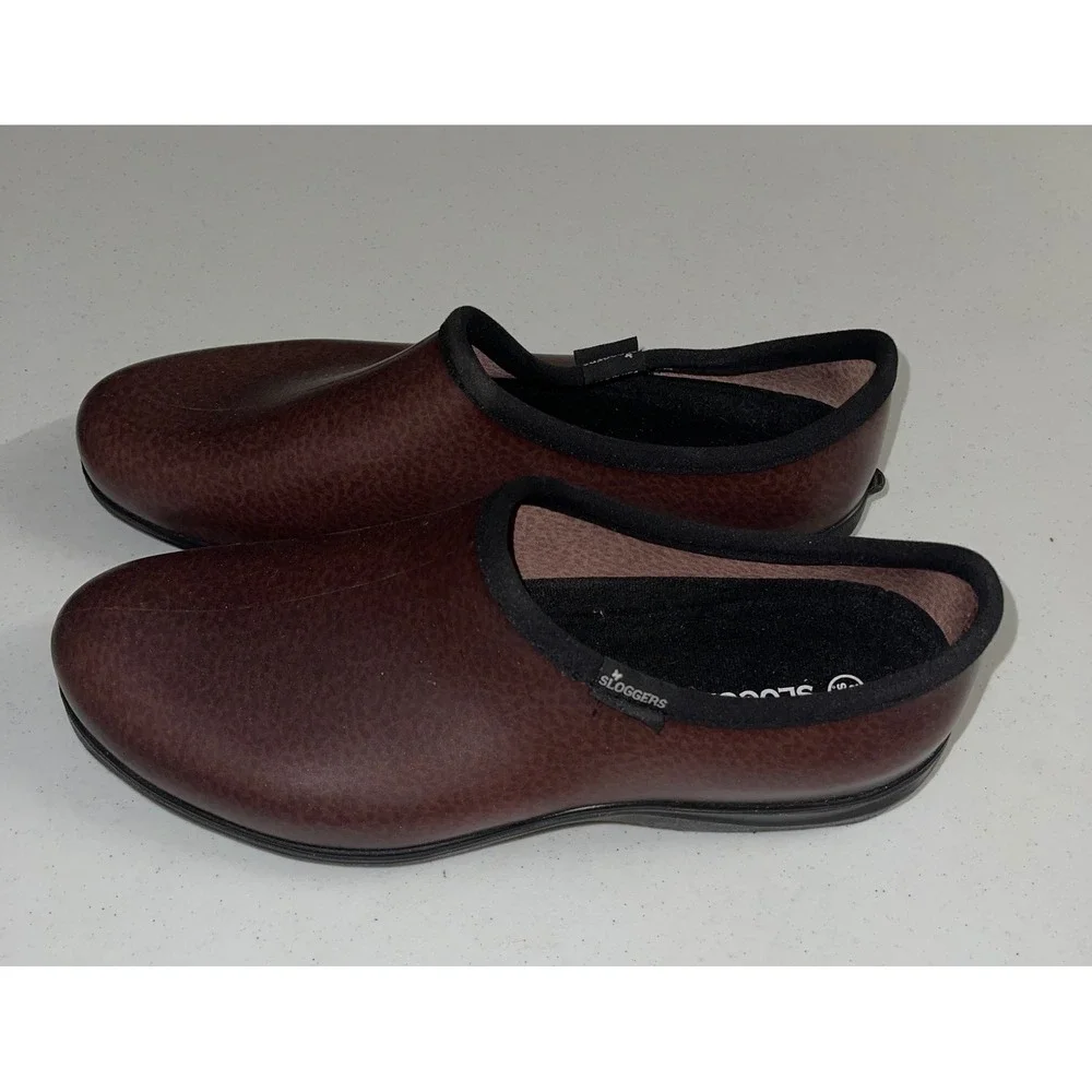 Sloggers Mens Garden Shoes Brown Waterproof Rain Clog Slip On USA Made Size 12